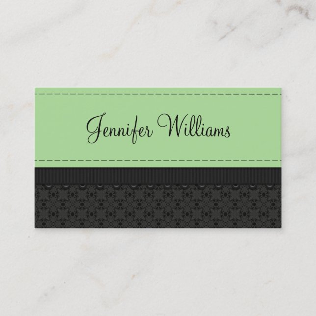 Mint Green Label Ribbon Business Cards (Front)