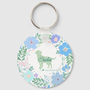 Mint Green Labrador Retriever Custom Name & Photo Keychain
