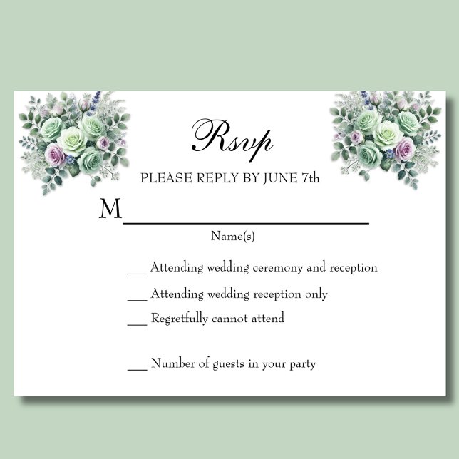 MInt Green Lavender Floral RSVP Card (Creator Uploaded)