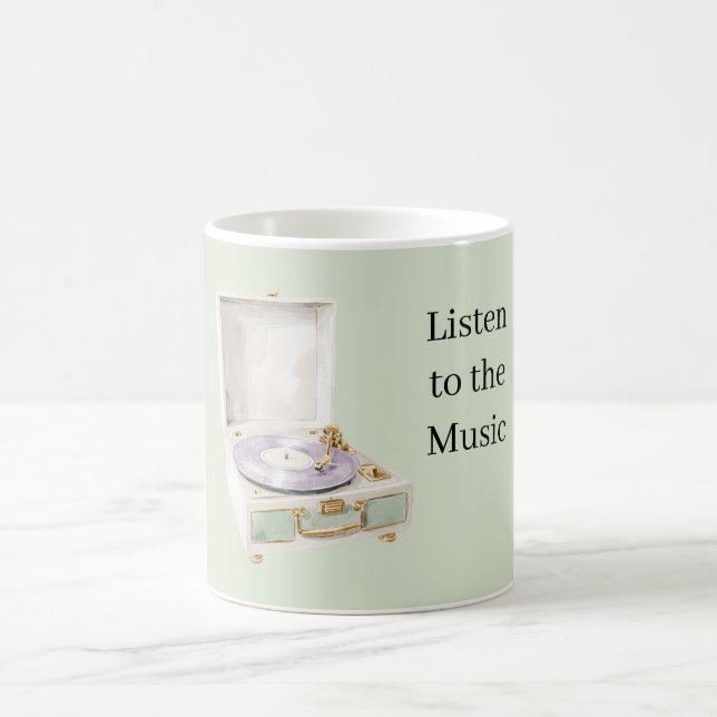 Mint Green Lavender Record Player Coffee Mug (Center)