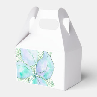 Mint Green Lavender Watercolor Botanical Leaves Favor Box