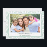 Mint Green Leaf Pattern Simple Merry Christmas Holiday Card<br><div class="desc">Mint Green Leaf Pattern Simple Merry Christmas Holiday Photo Card. The picture and family name can be replaced on this simple and elegant Pastel Greenery Christmas Photo Card.</div>