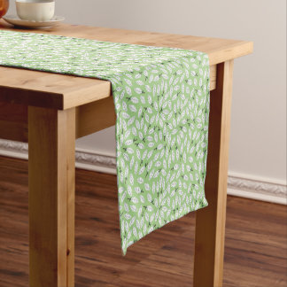 Mint Green Leafy Design Short Table Runner
