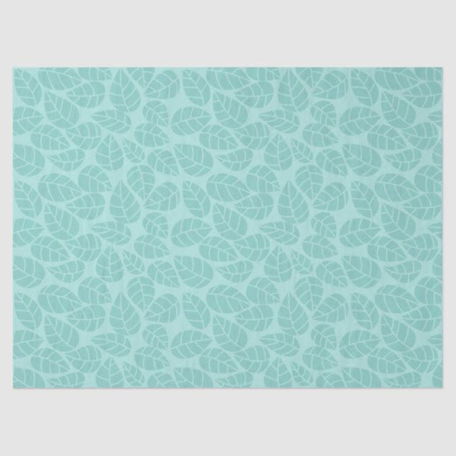 Mint Green Leaves Pretty Patterned Tissue Paper (Front)