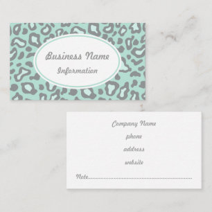 Mint Green Leopard Business Cards