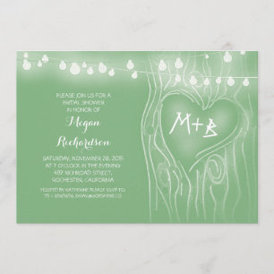 mint green lights tree romantic bridal shower invitation
