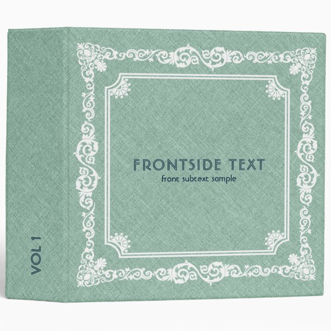 Mint-Green Linen White Vintage Frame Binder (Front/Spine)