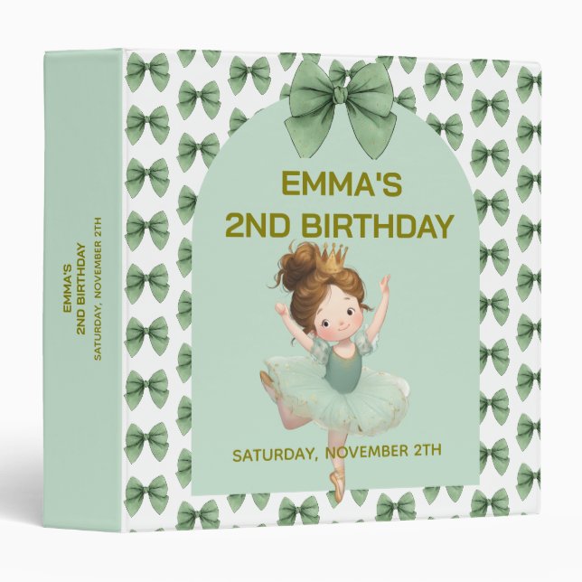 Mint Green Little Princess Ball  Binder (Front/Spine)