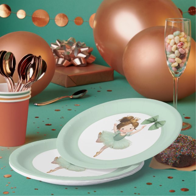 Mint Green Little Princess Ball Paper Plate (Multi)