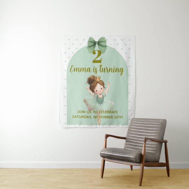 Mint Green Little Princess Ball  Tapestry (In Situ)