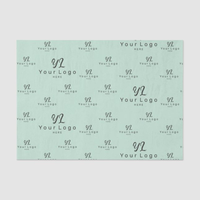 Mint Green Logo pattern Business Brand Packaging Tissue Paper (Front)