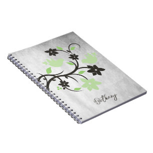 Mint Green Lovebirds Personalized Notebook
