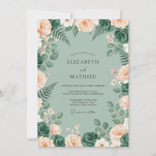 Mint Green Lush Nature Wedding Invitation