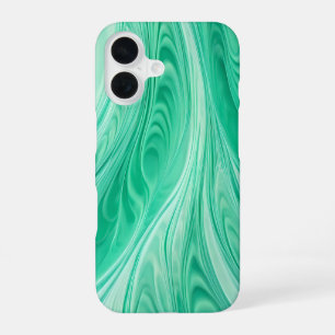 Mint Green Marble Flow – Abstract Fluid Pattern iPhone 16 Case