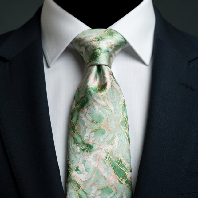 Mint Green Marble & Gold Tie (Creator Uploaded)