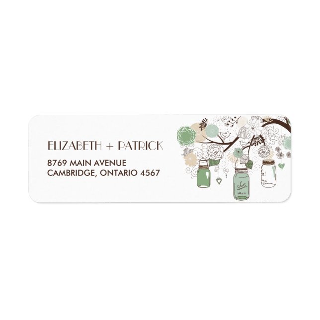 Mint Green Mason Jars Wedding Address Label (Front)