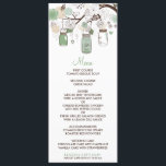 Mint Green Mason Jars Wedding Menu Card<br><div class="desc">Whimsical menu card featuring hanging masons jars,  flowers and lovebirds. This is part of a wedding suite. Matching items are available in my store.</div>