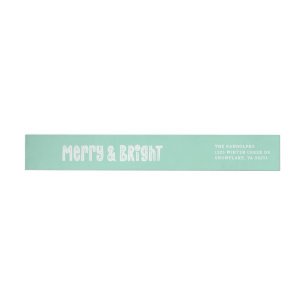 Mint Green Merry & Bright Holiday Return Address Wrap Around Label