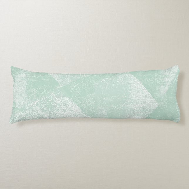 Mint Green Minimal Geometric Ink Texture Body Pillow (Front)