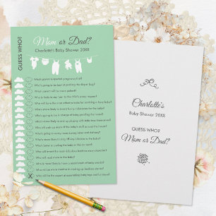 Mint Green Minimalist Baby Shower Guess Who Game