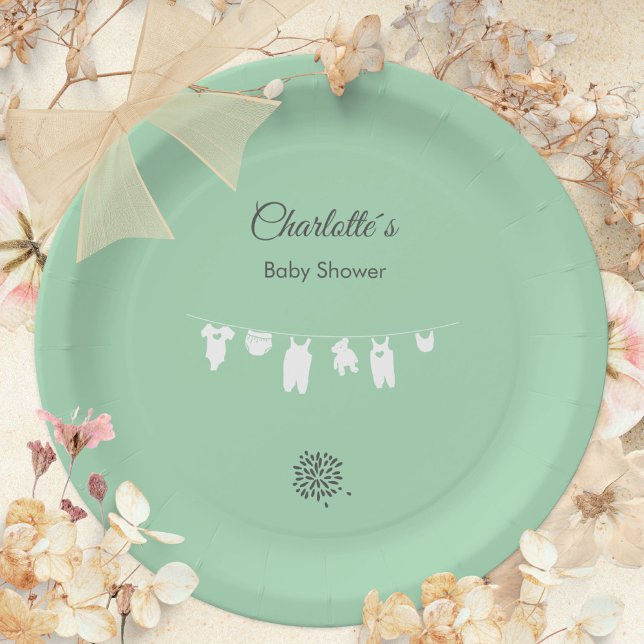 Mint Green Minimalist Baby Shower Paper Plate (Mint Green Minimalist Baby Shower Paper Plates ©Susanne Sachers - Sunny Mind 🌞)