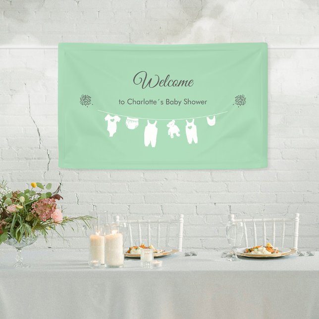 Mint Green Minimalist Baby Shower Welcome Banner (Mint Green Minimalist Baby Shower Welcome Banner ©Susanne Sachers - Sunny Mind Design 🌞)