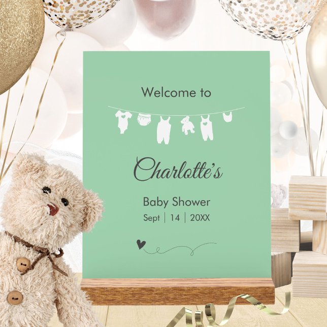 Mint Green Minimalist Gender Neutral Baby Shower Acrylic Sign (Mint Green Minimalist Gender Neutral Baby Shower Acrylic Sign ©Susanne Sachers - Sunny Mind 🌞)