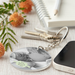 Mint Green Minimalist Photo Mother's Day Keychain