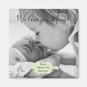 Mint Green Minimalist Photo Mother's Day Magnet
