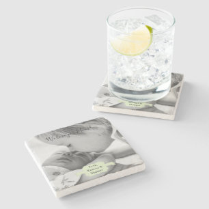 Mint Green Minimalist Photo Mother's Day Stone Coa Stone Coaster