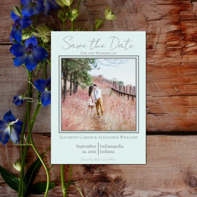 Mint Green Minimalist Photo Save The Date (Mint Green Minimalist Photo Save the Date)