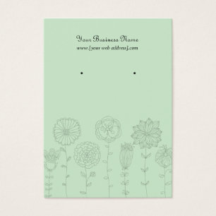 Mint Green Mod Flowers Custom Earring Card