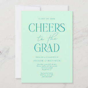 Mint Green Modern Cheers Grad Party Invitation
