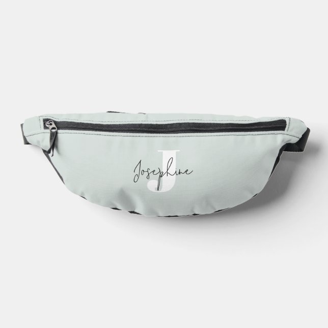 Mint Green Modern Minimalist Monogrammed Fanny Pack (Lay Down)