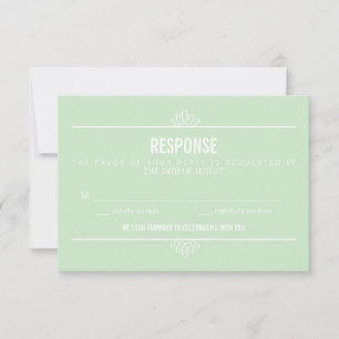 Mint Green Modern Typography and Flowers RSVP Card