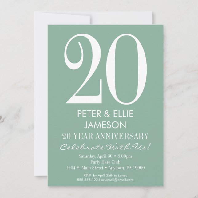 Mint Green Moderne Simple Anniversaire Invitations (Devant)