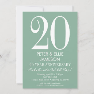Mint Green Moderne Simple Anniversaire Invitations