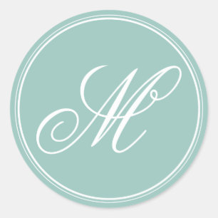 Mint Green Monogram Stickers