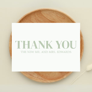 Mint Green Monogram Wedding Thank You Card