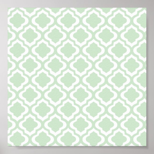 Mint Green Moroccan Quatrefoil Clover Poster (Front)