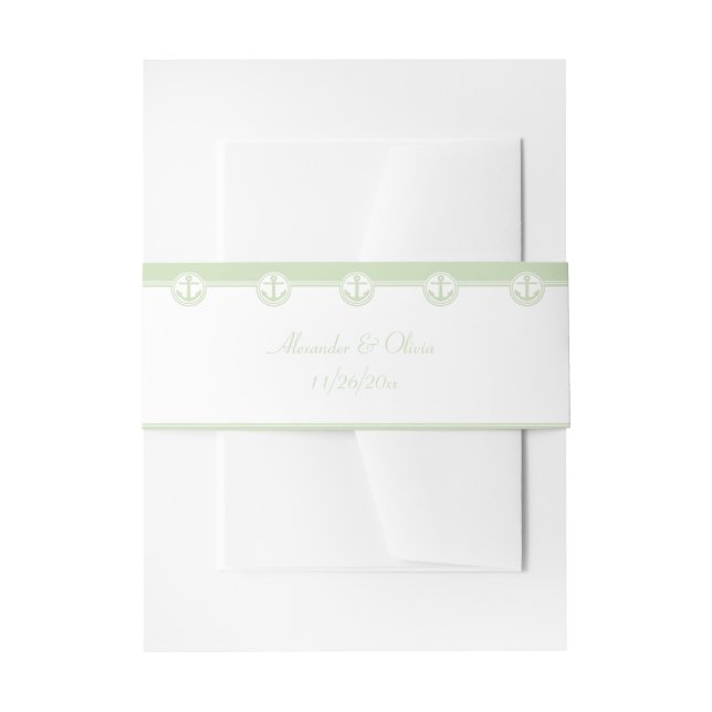 Mint Green Nautical Anchor Invitation Belly Band (Front Example)