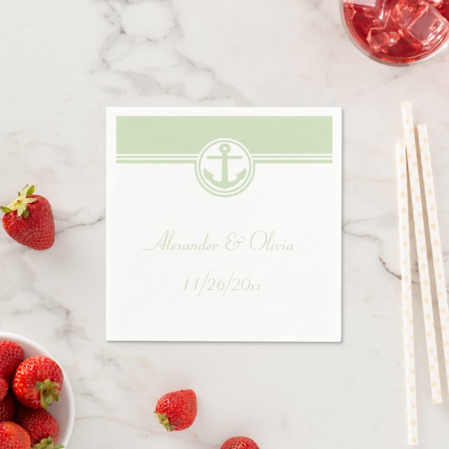 Mint Green Nautical Anchor Napkin (Insitu)