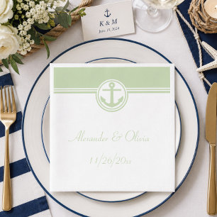 Mint Green Nautical Anchor Napkin