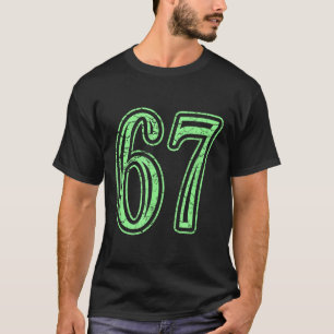Mint Green Number 67 Distressed Sports Number Jers T-Shirt