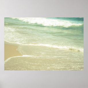 Mint Green Ocean Pastel Beach Photography Poster