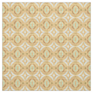 Mint Green Ochre Yellow Brown Nouveau Deco Pattern Fabric