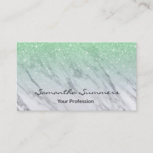Mint Green Ombre Glitter Marble Customize Glitter Business Card