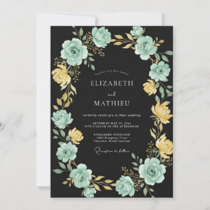 Mint Green Ornate Evening Wedding Invitation