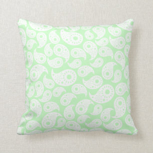 Mint Green Paisley. Throw Pillow