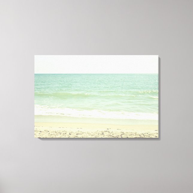 Mint Green Pastel Beach Photography Canvas Print (Front)